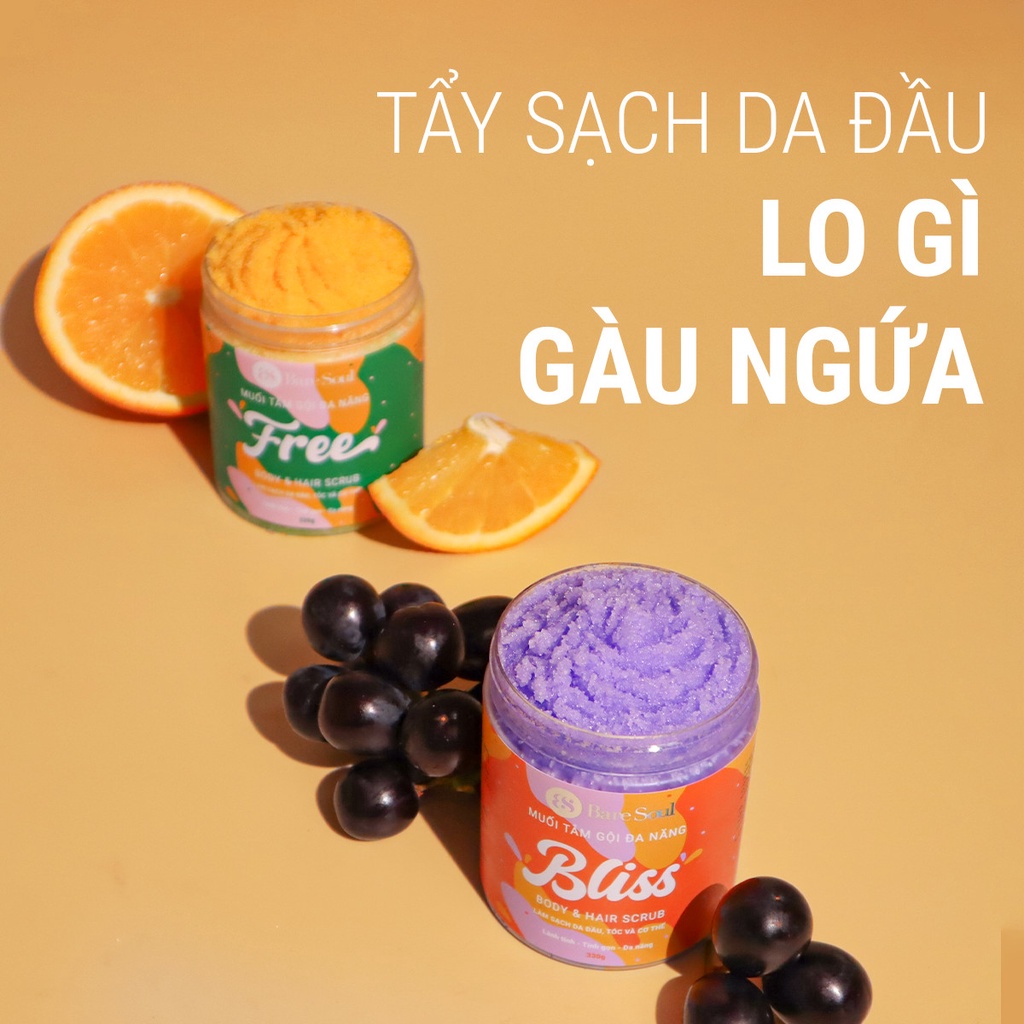 {BareSoul} Muối Tắm BareSoul Free Body & Hair Scrub Tẩy Tế Bào Chết Cho Cơ Thể & Tóc 300g