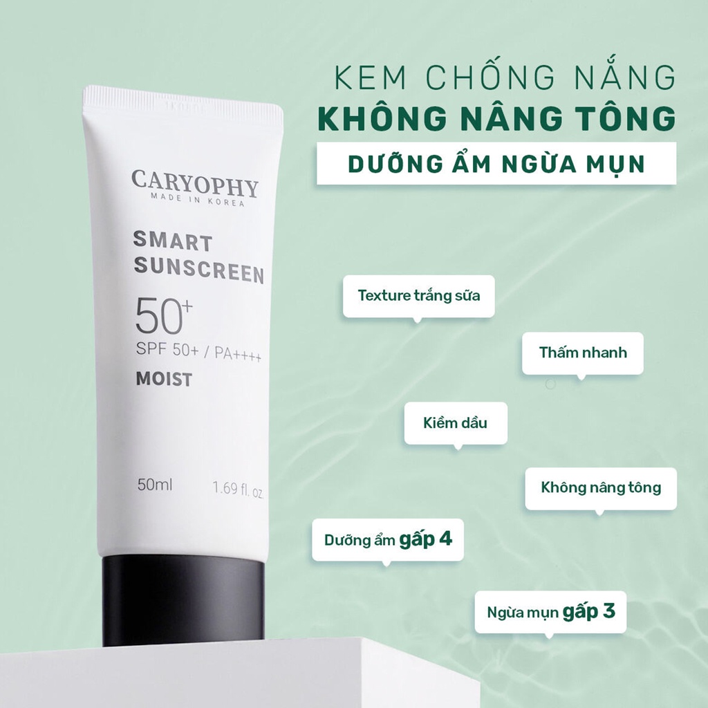 Kem chống nắng da mụn Caryophy Smart Moist Sunscreen SPF50+/PA++++ 50ml