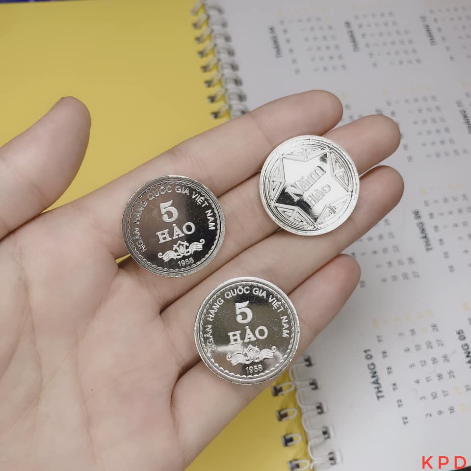 ĐỒNG XU BẠC 5 HÀO ĐÁNH CẢM, BIẾU TẶNG, BỎ VÍ BẠC CHUẨN S99