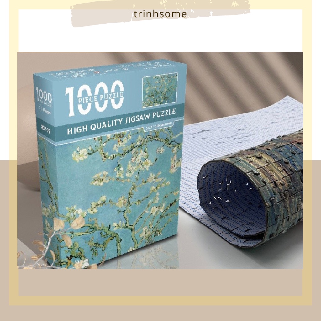Bộ Tranh Ghép Xếp Hình 1000 mảnh dày 5mm bản cao cấp, tặng keo, túi đựng