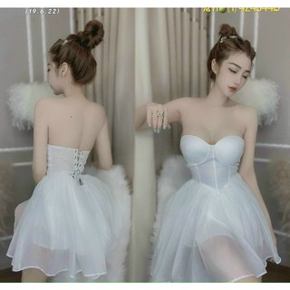 đầm cúp ống xoè tơ xốp
