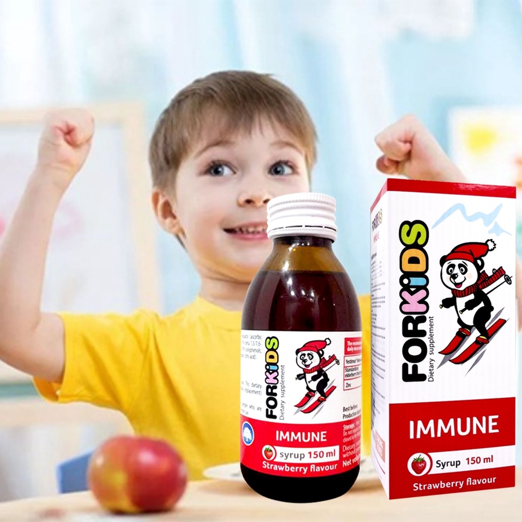 Forkids Immune - Tăng đề kháng cho bé (chai 150ml) nhập khẩu Ba Lan (date T6/2024)