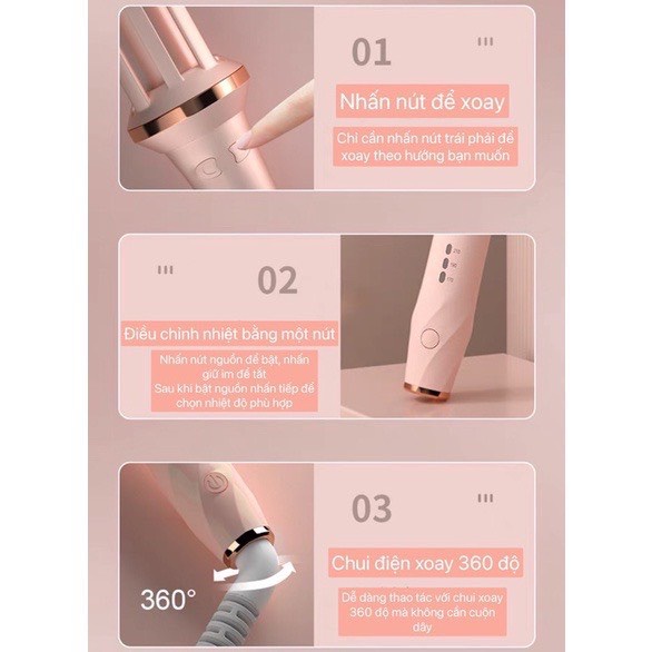 Máy uốn tóc xoăn tự động size 28 chất liệu gốm sứ không làm hại tóc - MÁY UỐN XN-388 HỒNG