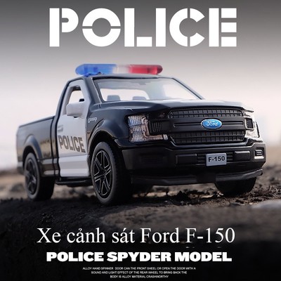 Đồ chơi mô hình xe cảnh sát Ford F-150 KAVY bằng hợp kim mở được cửa chạy cót