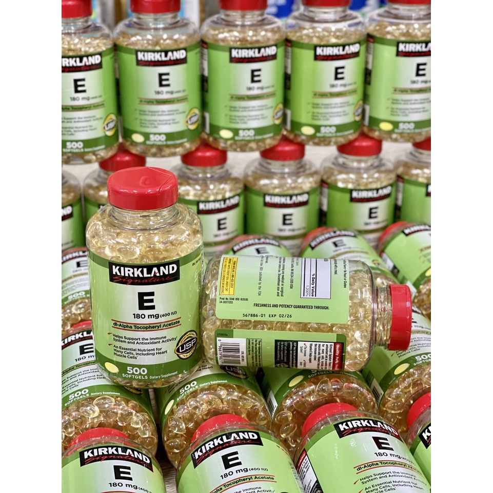 Vitamin E Mỹ 180g (400 IU) Kirkland 500 viên-đẹp da,làm chậm lão hóa,cân bằng nội tiết