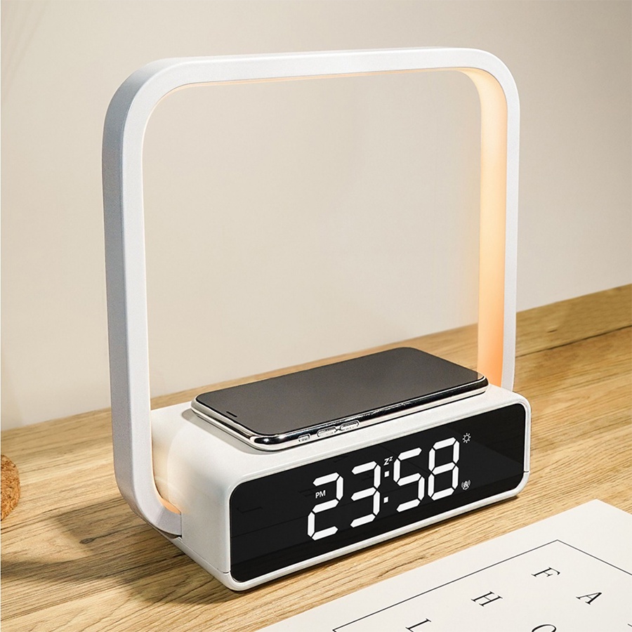Đèn ngủ kèm đồng hồ báo thức và sạc không dây Wilit B18 cao cấp