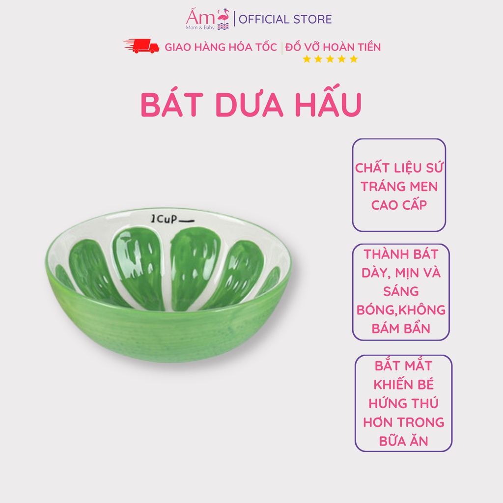 Chén Bát Ăn Dặm Sứ Ấm Baby Hình Dưa Hấu An Dặm Kiểu Nhật Ấm Gift Decor