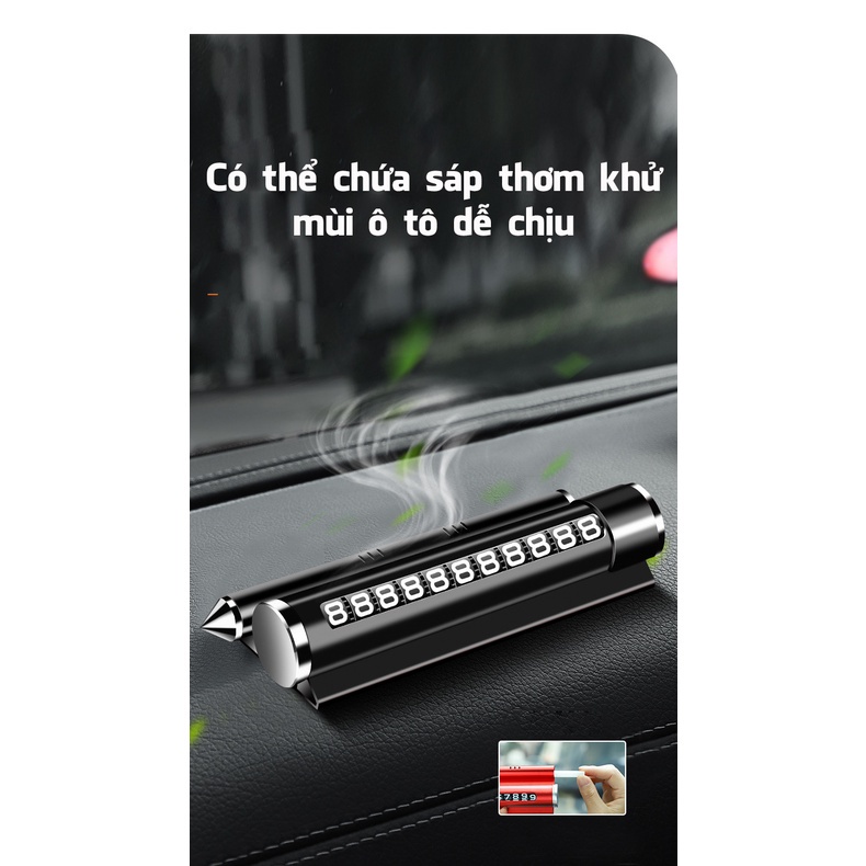 Bảng số điện thoại kèm búa thoát hiểm tặng kèm sáp thơm khử mùi ô tô cao cấp đặt taplo ô tô