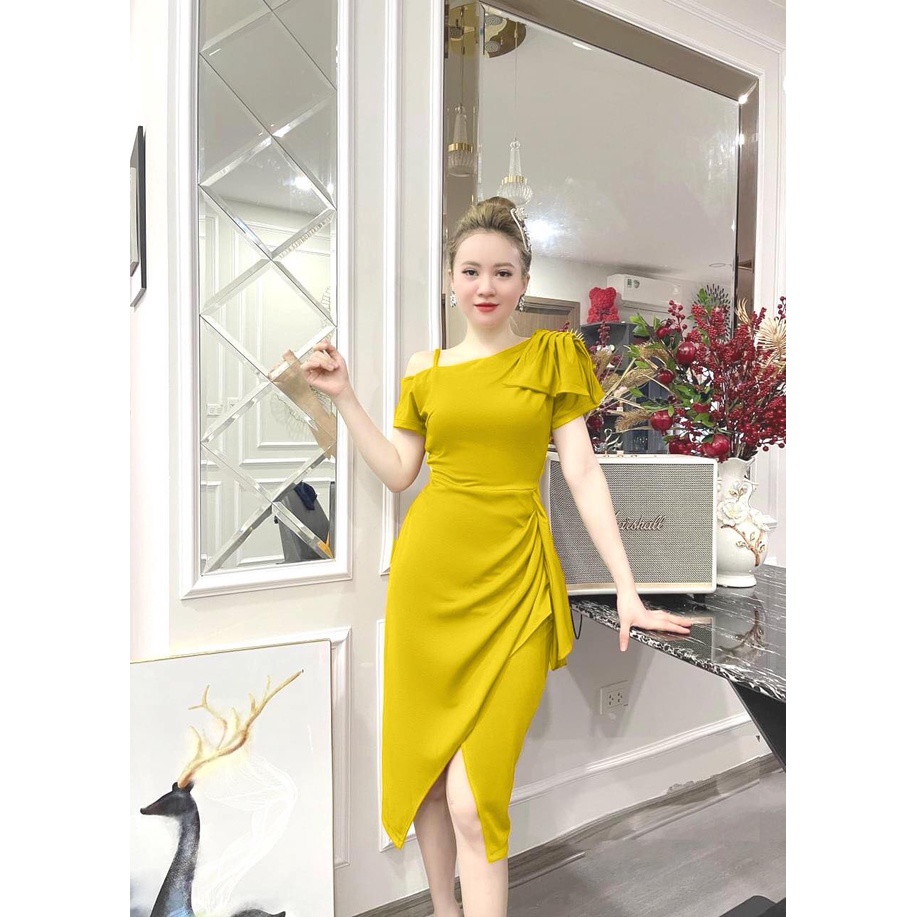 𝐍𝐞𝐰 𝐅𝐚𝐬𝐡𝐢𝐨𝐧 Đầm lệch vai nơ cao cấp