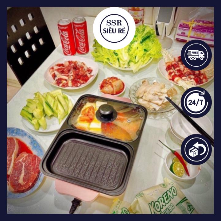 Bếp Lẩu Nướng 2 Ngăn Hàn Quốc, Nồi Lẩu 2 In 1 Siêu Chống Dính Đa Năng Bh12t (LA210275)