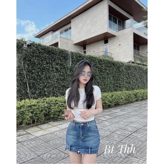 Chân váy ngắn jeans đậm về sẵn đủ size