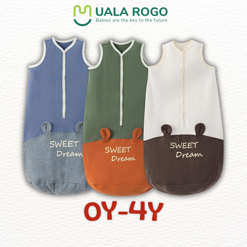 Túi ngủ Ualarogo cho bé 0-4 tuổi giúp bé ngủ ngon nỉ Pure Cotton giữ ấm thông thoáng cúc bấm hở tay 9505