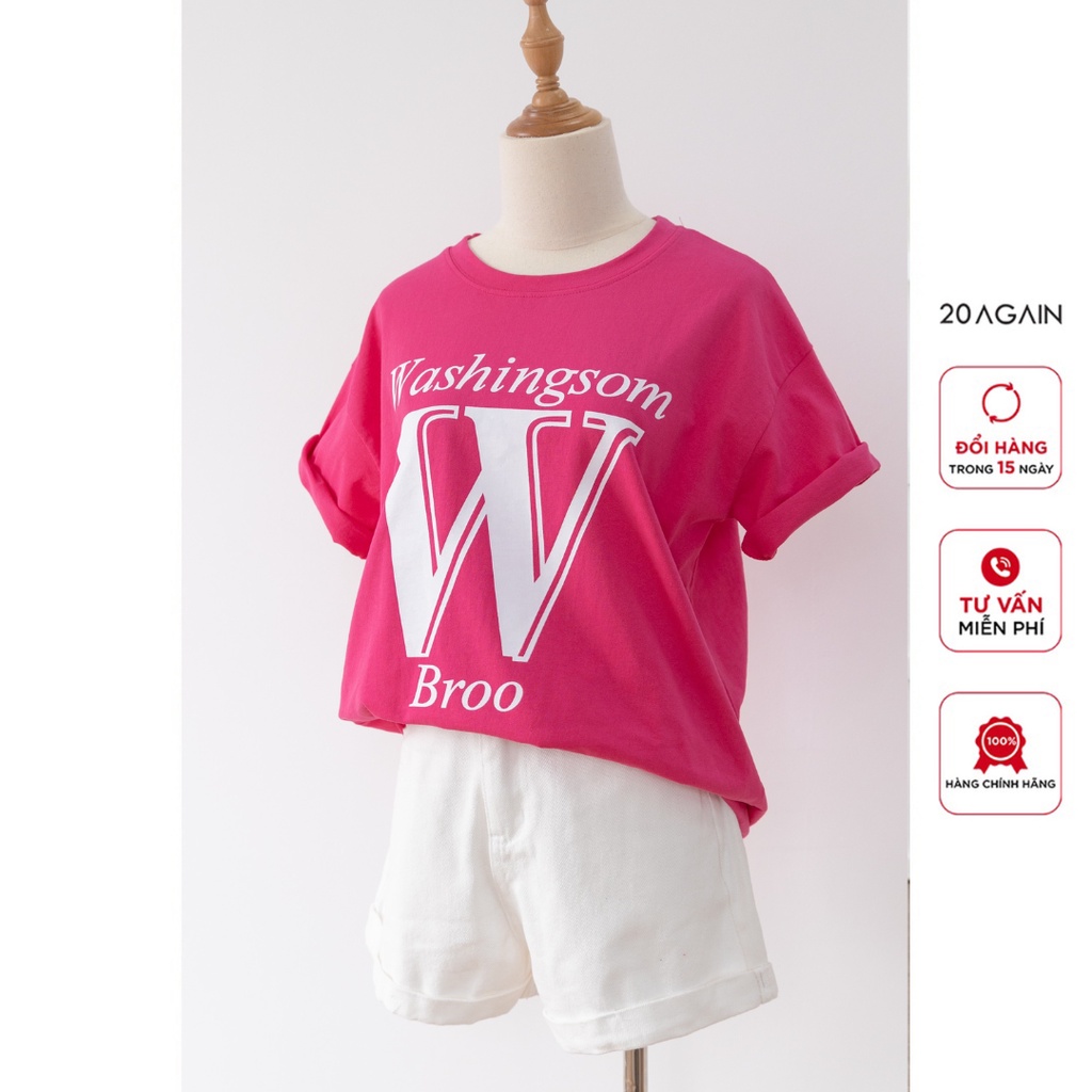 Quần short jeans 20AGAIN, thiết kế gấp gấu trẻ trung, basic SJW2037