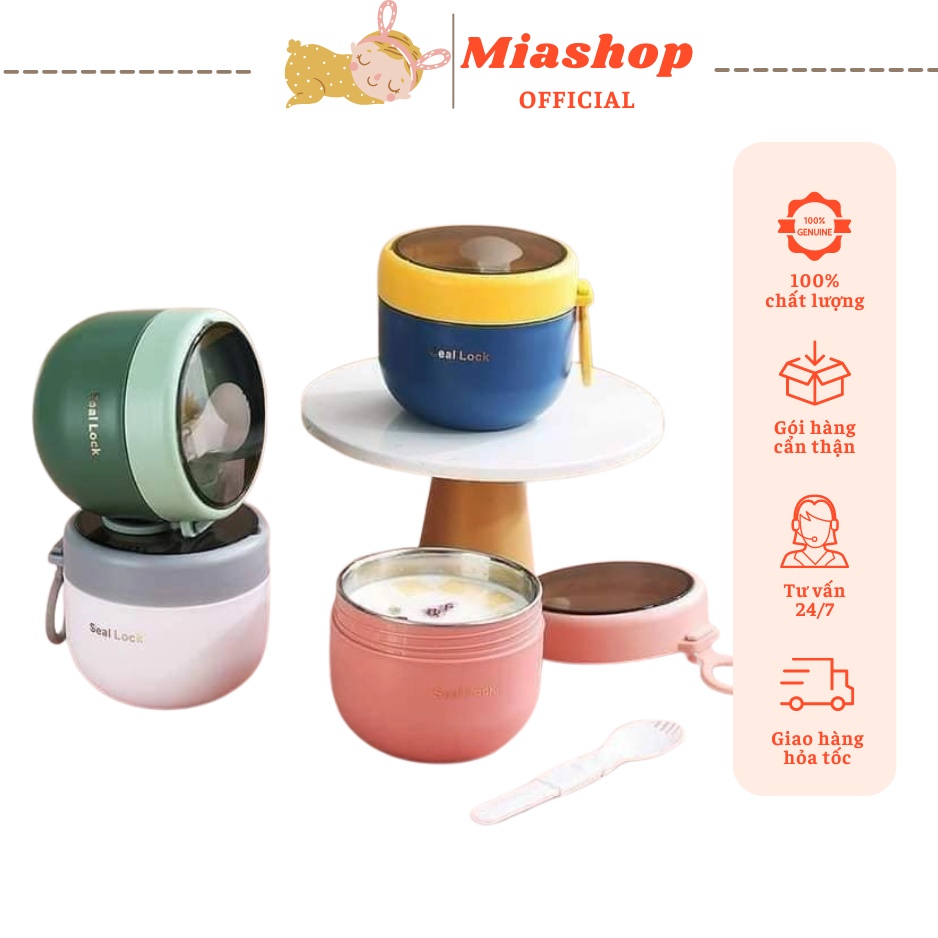 Bình ủ cháo SEALLOCK cho bé, Hộp giữ nhiệt đựng thức ăn cao cấp tiện lợi 600ml