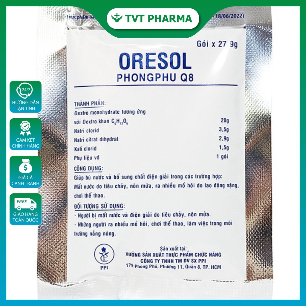 ORS ORESOL bù điện giải, mất nước - Phong Phú (Thùng 100 gói)