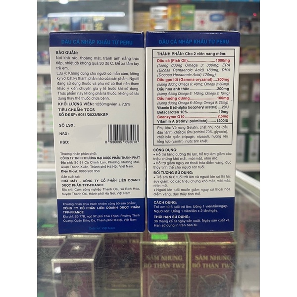 Omega 3.6.9 - 60 viên - hỗ trợ tăng cường thị lực, giảm các triệu chứng khô mắt, mỏi mắt, thoái hoá điểm vàng