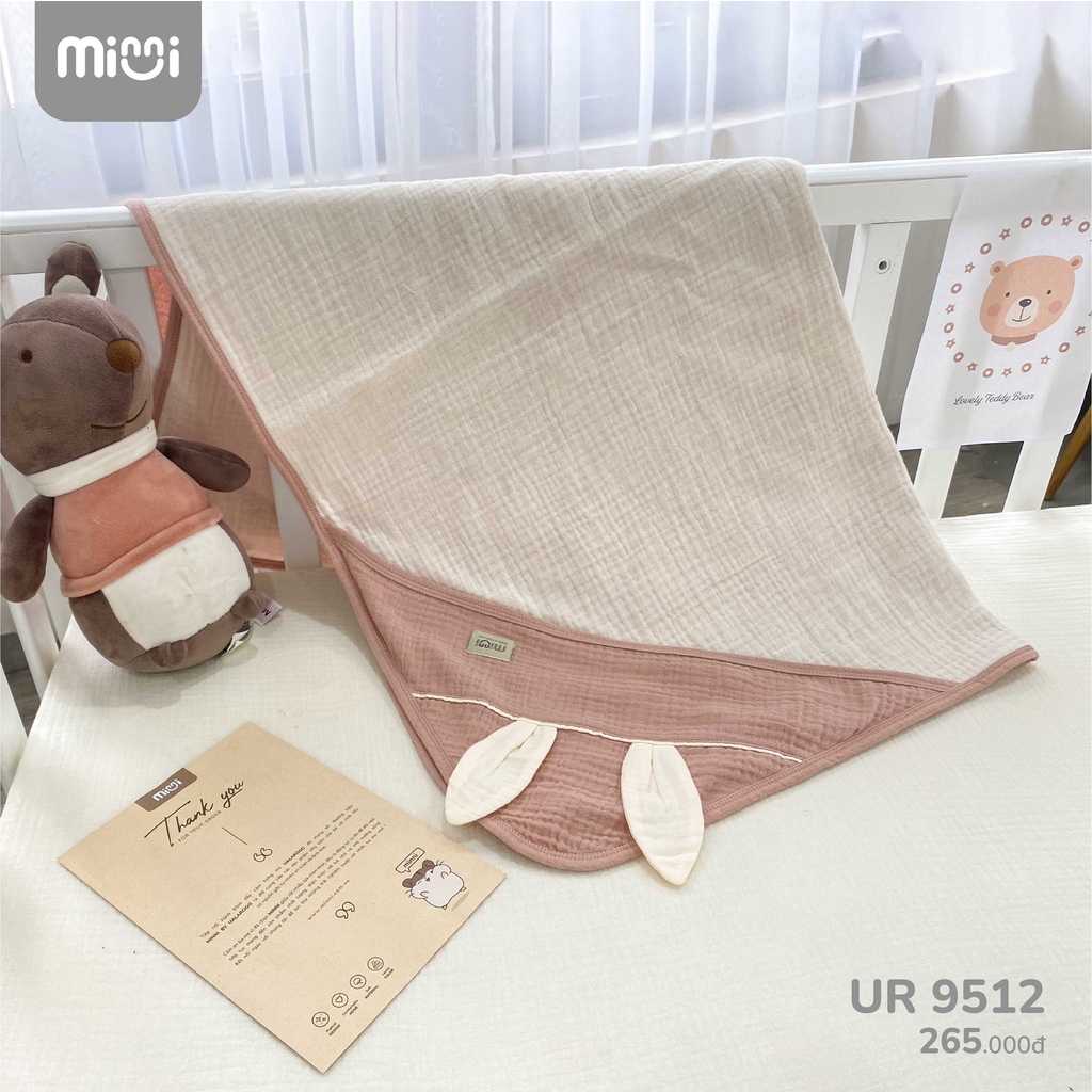 Chăn ủ xô sơ sinh UALA ROGO MUSLIN vải organic cotton hè mỏng cao cấp 9512