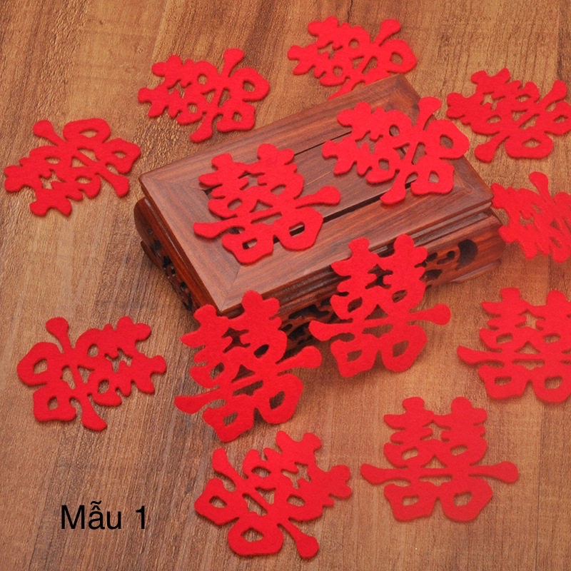 Chữ hỷ mini trang tri mâm ngũ quả đám cưới