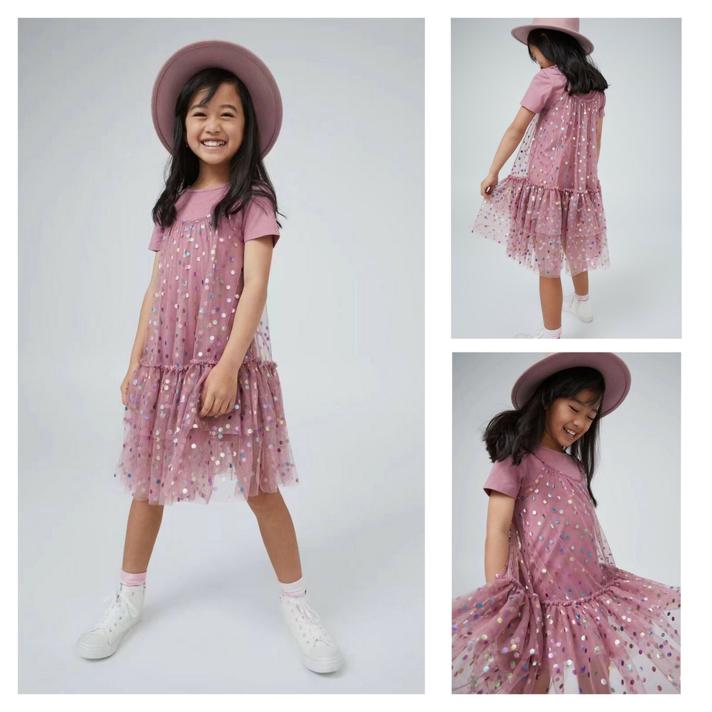 Váy voan bé gái lấp lánh bay bổng xuất dư hàng Twirling. Lớp trong cotton mềm mại, phối voan mềm lấp lánh. Size 2-8Y