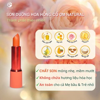 Son dưỡng hoa hồng cổ OM NATURAL 5g - màu đỏ hồng