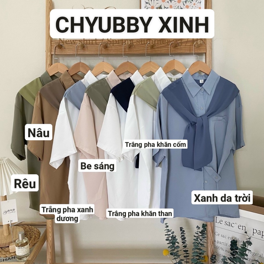 55-80KG Áo sơ mi BIG SIZE pha khăn khuy lệch CỘC TAY MS128