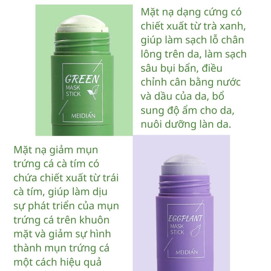 Mặt Nạ Đất Sét Trắng Da Green Tea Mask Stick Mặt Nạ Trà Xanh Giảm Mụn Đầu Đen Hiệu Quả Rửa Sạch Sâu Lỗ Chân Lông