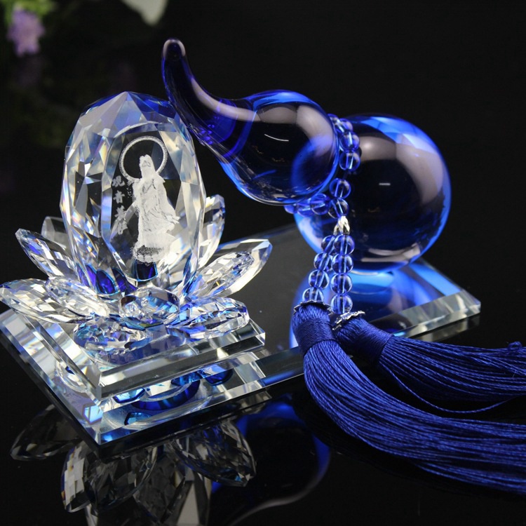 Tượng Quan Âm Hồ Lô Pha Lê Phong Thuỷ Để Bàn Làm Việc, Taplo Xe Hơi, Ô Tô Cao Cấp Có Kèm Nước Hoa