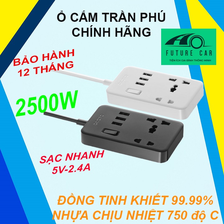 Ổ cắm USB đa năng Trần Phú CHECK TEM chính hãng sạc nhanh 20W cổng Type C đồng nguyên chất chịu tải 2500W