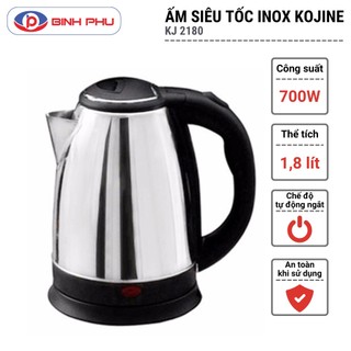 Ấm đun siêu tốc kojine 700w - 1,8 lít - inox 308 hàng chính hãng bảo hành 1 năm