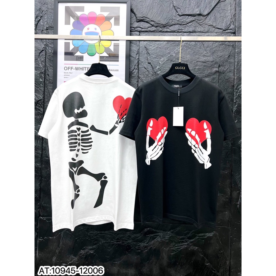 Áo Phông Nam In Hình Xương Trái Tim Cao Cấp - Áo Thun Nam Nữ Chất Cotton Mềm Mịn