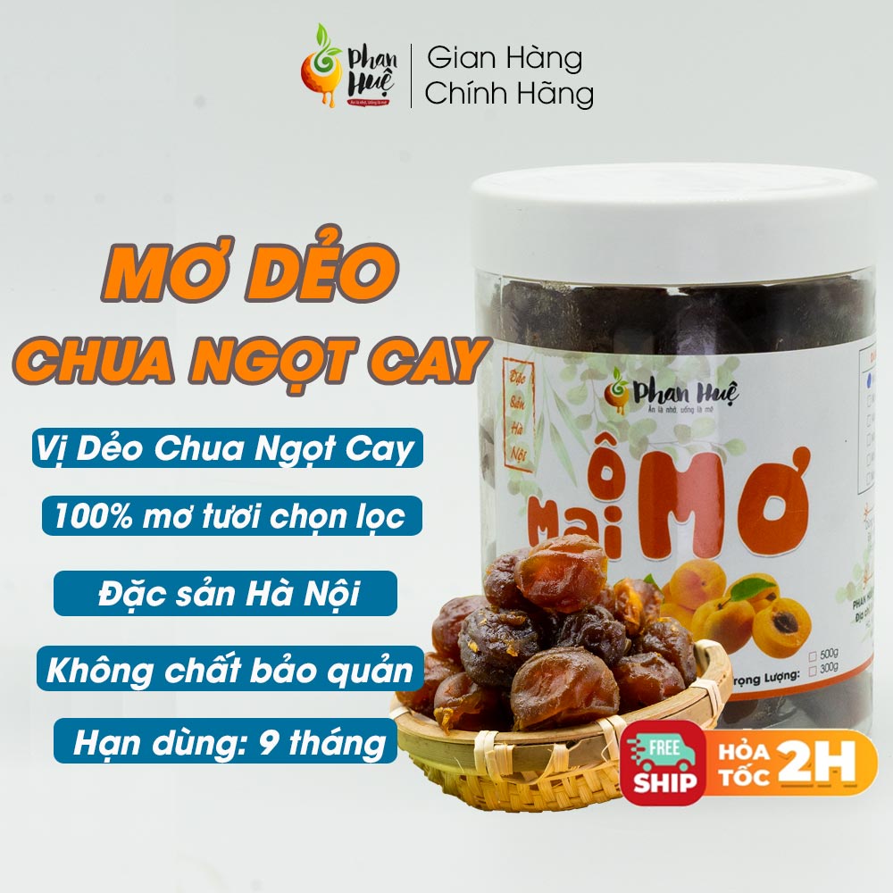 Ô mai xí muội mơ dẻo chua ngọt cay Phan Huệ hộp 100g 300g 500g đặc sản Hà Nội.