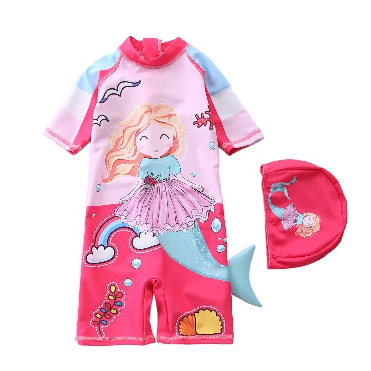 Set bơi kèm mũ hình tiên cá cho bé gái BTC001