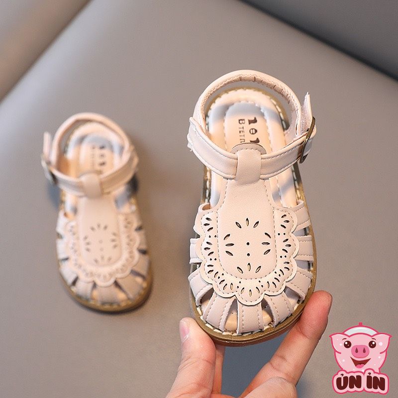 Dép rọ quai dán trẻ em, Sandal quai dán đáng yêu chất da PU mềm, thoáng chân kiểu dáng Vintage M155