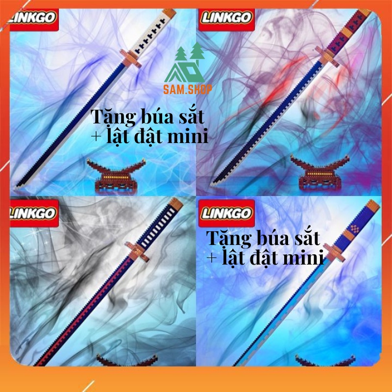 Xếp hình kiếm Katana Linkgo dài 62cm tặng búa sắt+lật đật, mua 2 kiếm tặng one piece mini, quà tặng, quà sinh nhật