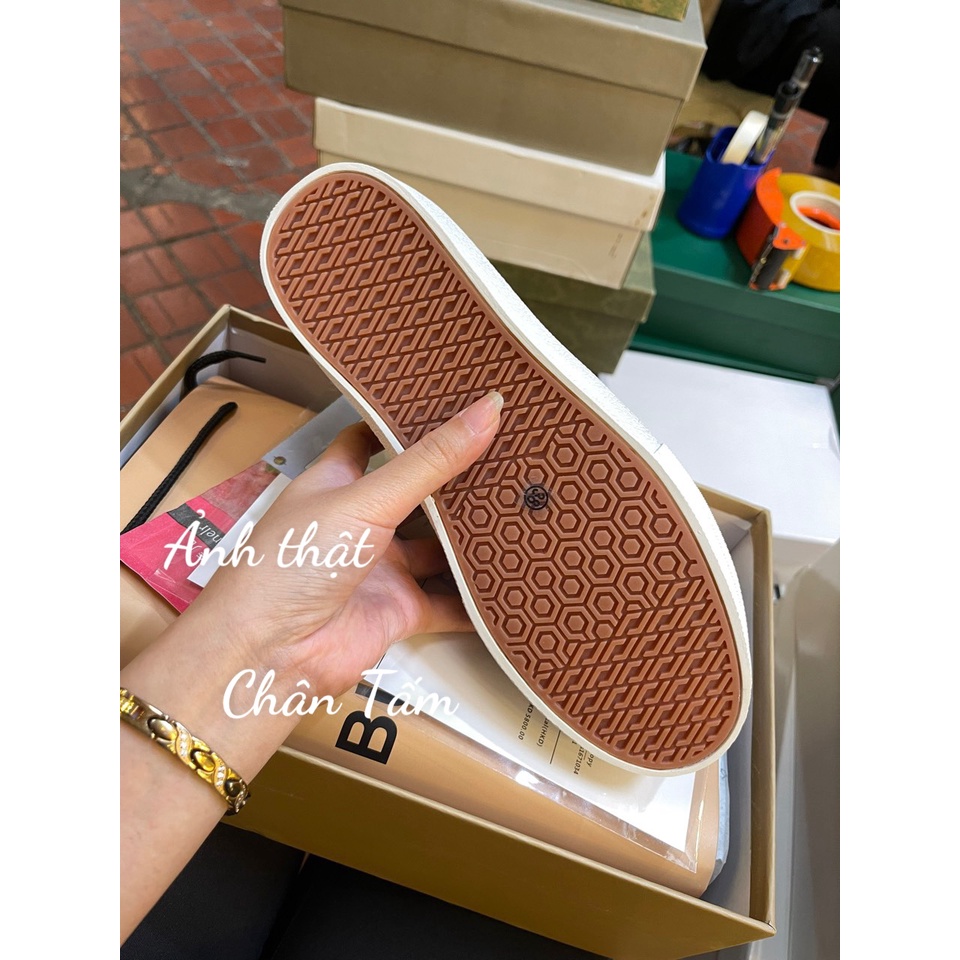 Giày thể thao nữ Bbr viền kẻ chữ đế nâu cao cấp