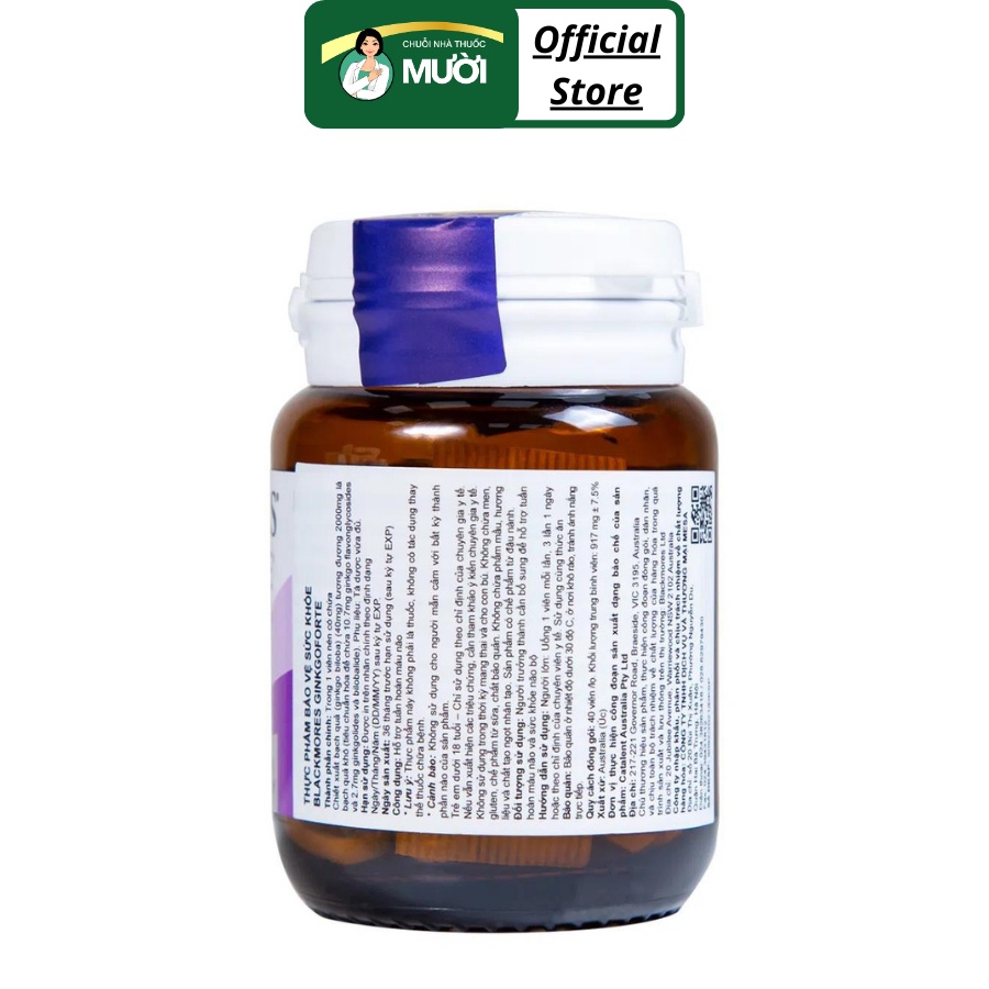 Blackmores Ginkgoforte - Viên uống bổ não - Lọ 40 viên