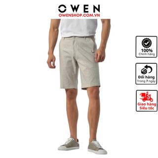 Quần short âu nam Owen ST231274 quần sooc tây ngố đùi màu be chất liệu cotton cao cấp dáng slim fit ôm vừa