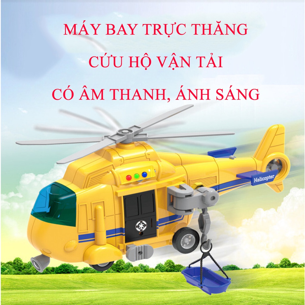 Đồ chơi máy bay trực thăng vận tải cứu hộ KAVY cỡ lớn có âm thanh và ánh sáng, chất liệu nhựa ABS an toàn