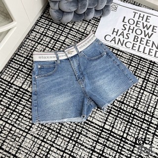 Quần sooc jeans wang phối cạp chữ