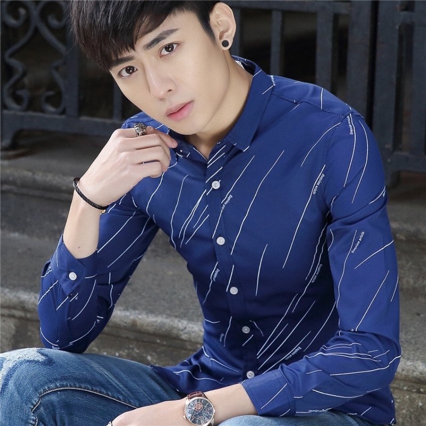 Áo sơ mi nam tay dài sọc xéo SB225 phong cách Hàn Quốc thời trang Erina cao cấp chất vải mát mịn