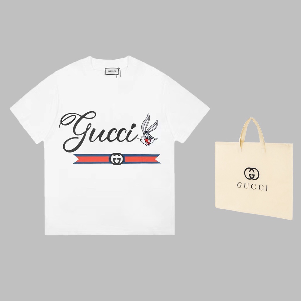 Áo phông thời trang cao cấp Gucci GC GG in phun chữ hình con thỏ đáng yêu