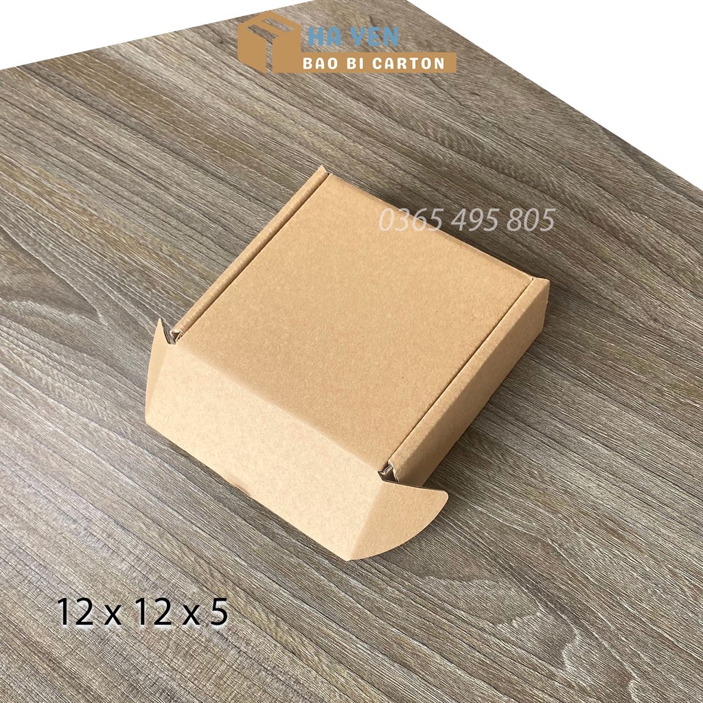 12 x 12 x 5 cm - Combo 100 Hộp carton nắp gài 12*12*5 cm
