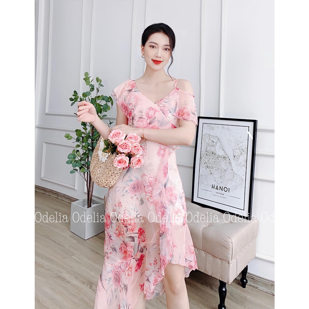 Đầm maxi trễ vai Odelia, họa tiết hoa nữ tính - VV6014