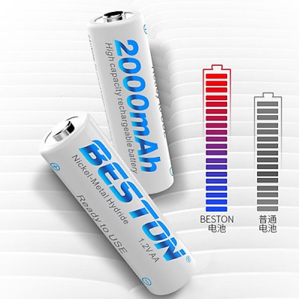 Pin sạc AA 2000 mAh chính hãng Beston / Sạc màn hình báo pin tự ngắt khi đầy