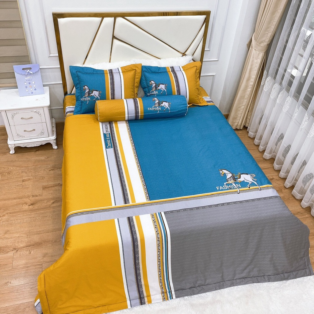 Bộ Chăn Ga Gối Phủ Trần Bông Cotton Living 5 Món Cao Cấp