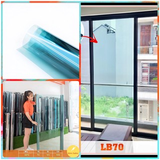 Phim Cách Nhiệt Trong Suốt - Giấy Dán Kính Siêu Cách Nhiệt Màu Xanh Trong LB70