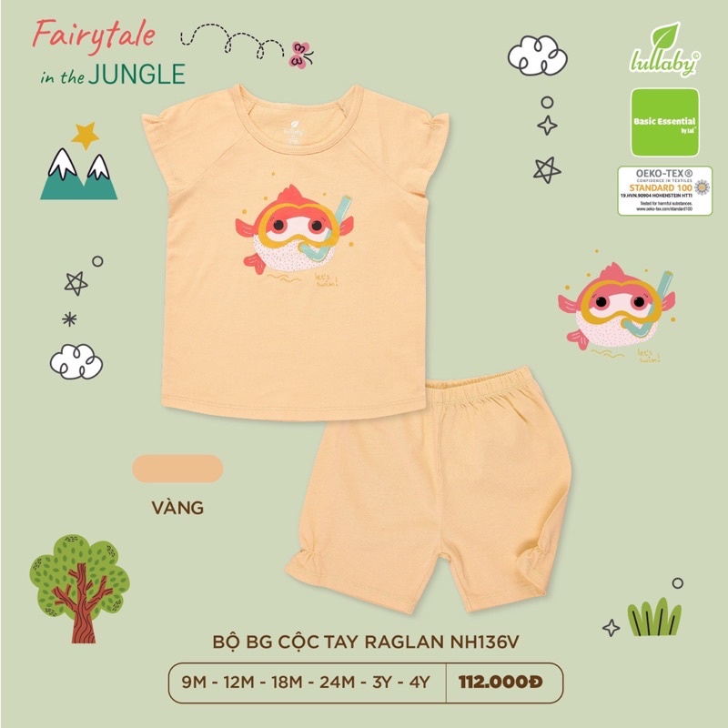 [Mã 12MINI14 giảm 30K đơn 99K] [LULLABY 2022] Bộ Cộc tay bé gái cotton NH303M (Sz 9m-4y)