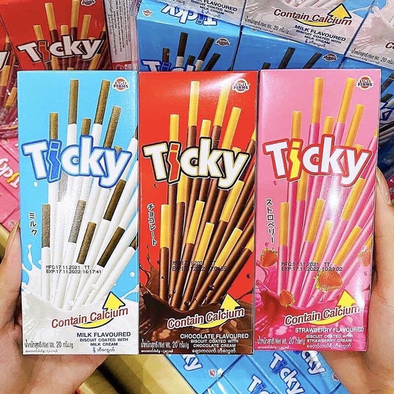 lẻ 1 hộp bánh que Ticky Thái Lan 20gram 6 que