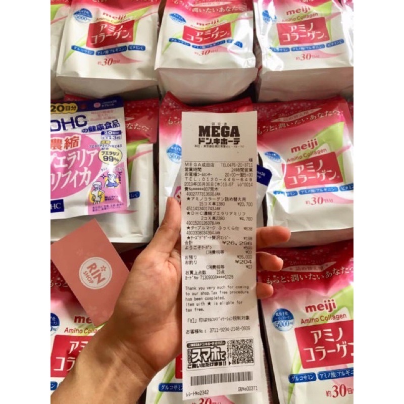 Collagen meiji amino dạng bột gói màu hồng 196g mẫu mới nhất