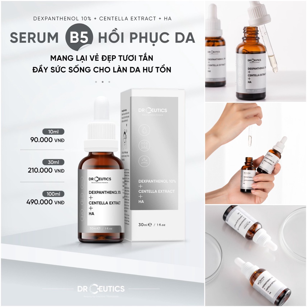 Serum B5 DrCeutics Cấp Ẩm Và Phục Hồi Da Dexpanthenol 10% + Centella Extract + HA 10ml